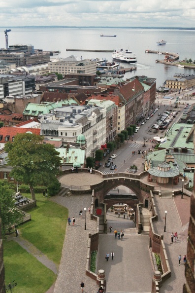 Uitzicht op Stortorget en Veerhaven van Helsingborg vanaf de Kärnan